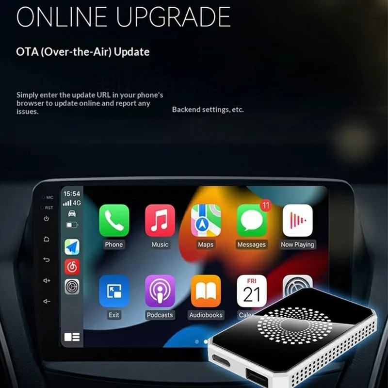 A11K 2+16GB Wireless CarPlay Android Auto AI Box Android 13.0 System 4K HD Output Conversion Box for Car - Silver