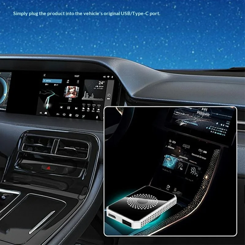 A11K 4+32 ГБ Беспроводной CarPlay и Android Auto AI Box с системой Android 13.0, конвертер 4K HD, автомобильный адаптер — Темно-серый