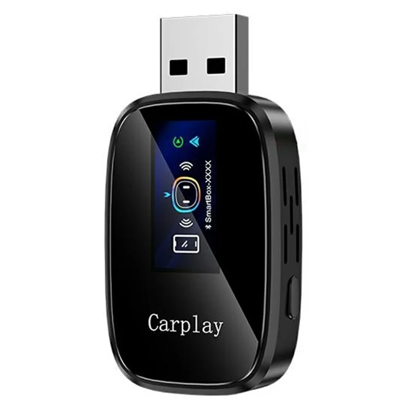 Q1A 2 in 1 Wireless CarPlay Android Auto Adapter mit integriertem LCD-Display Bluetooth 5.0 USB Plug and Play – Schwarz