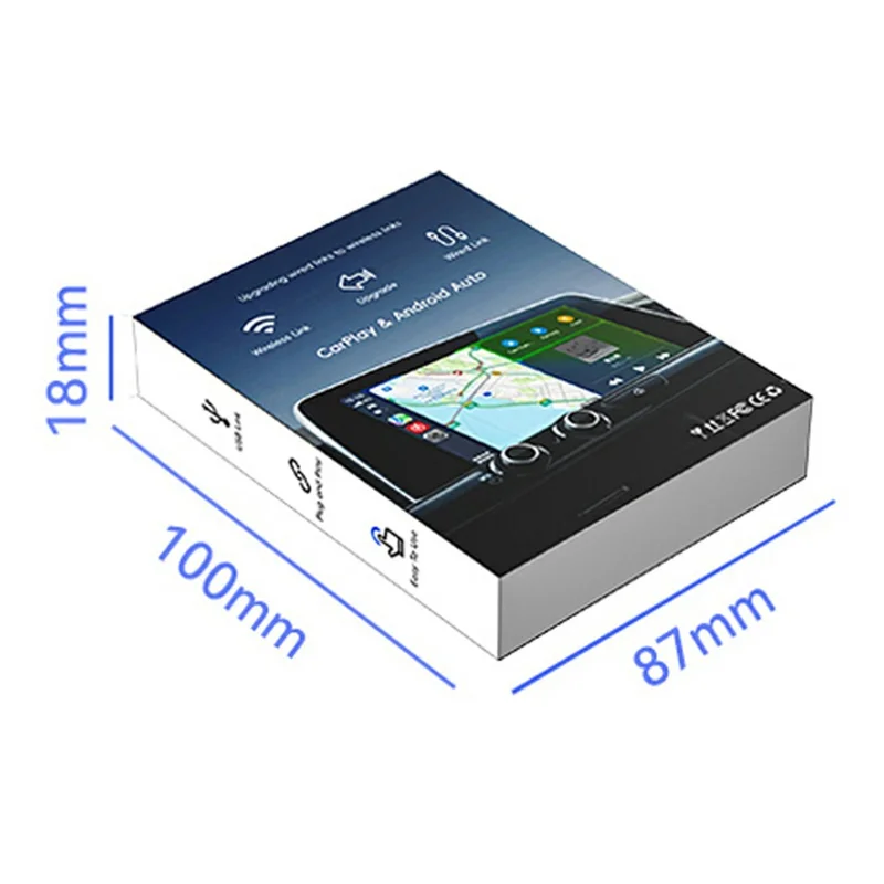 Q1A 2 in 1 Wireless CarPlay Android Auto Adapter mit integriertem LCD-Display Bluetooth 5.0 USB Plug and Play – Schwarz