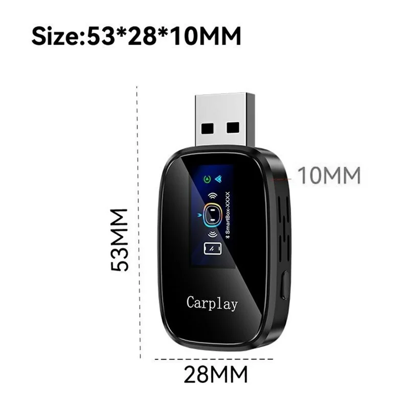 Q1A 2 in 1 Wireless CarPlay Android Auto Adapter mit integriertem LCD-Display Bluetooth 5.0 USB Plug and Play – Schwarz