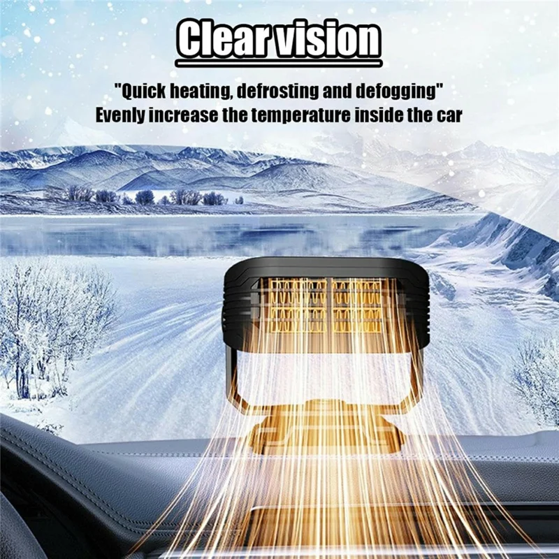 12V 150W Portable Car Heater Fast Heating Defrosting Defogging Windshield Defroster Fan - Black