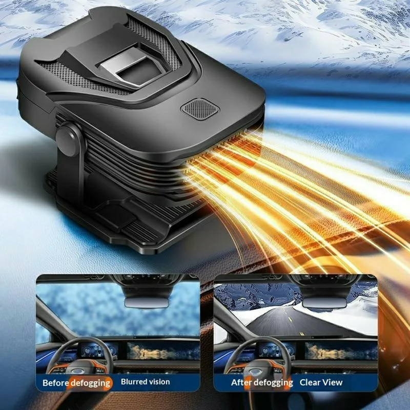 12V 150W Portable Car Heater Fast Heating Defrosting Defogging Windshield Defroster Fan - Black