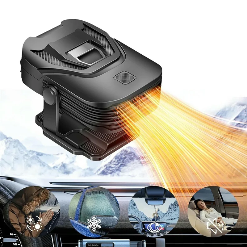 12V 150W Portable Car Heater Fast Heating Defrosting Defogging Windshield Defroster Fan - Black