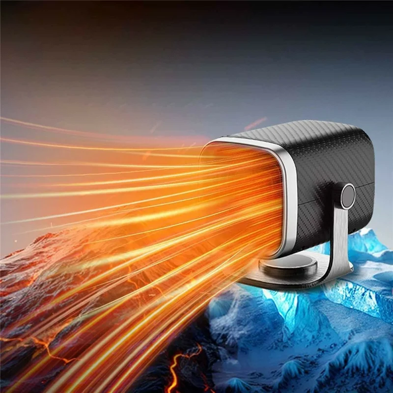 24V Car Heater Fan with 1.3m Cable High Power Defrosting Defogging for Car Windshield - Black