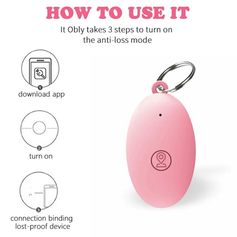 Bluetooth-compatible Key Finder Tracker Bidirectional Alarm App Control Anti-Lost Locator for Pets Wallet - Black
