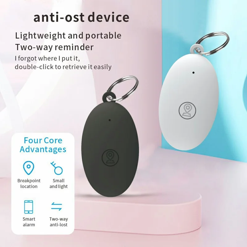 Bluetooth-compatible Key Finder Tracker Bidirectional Alarm App Control Anti-Lost Locator for Pets Wallet - Black