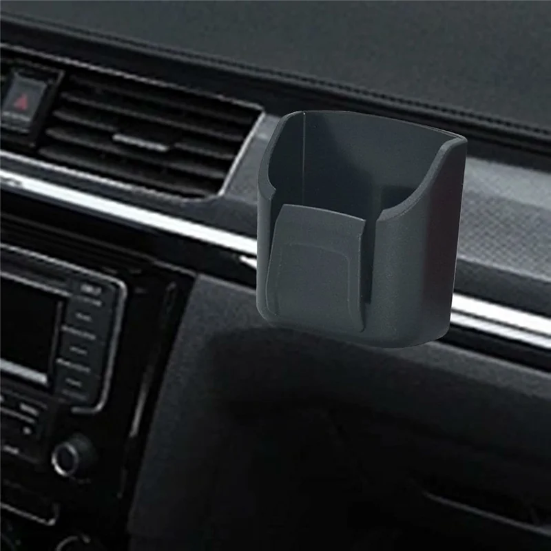 Car Key Holder Adhesive Mounting PVC U-Shaped Design Storage Box for Car Dashboard Center Console - Black
