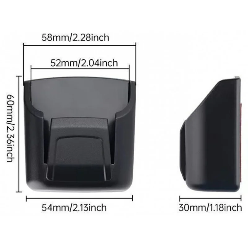 Car Key Holder Adhesive Mounting PVC U-Shaped Design Storage Box for Car Dashboard Center Console - Black