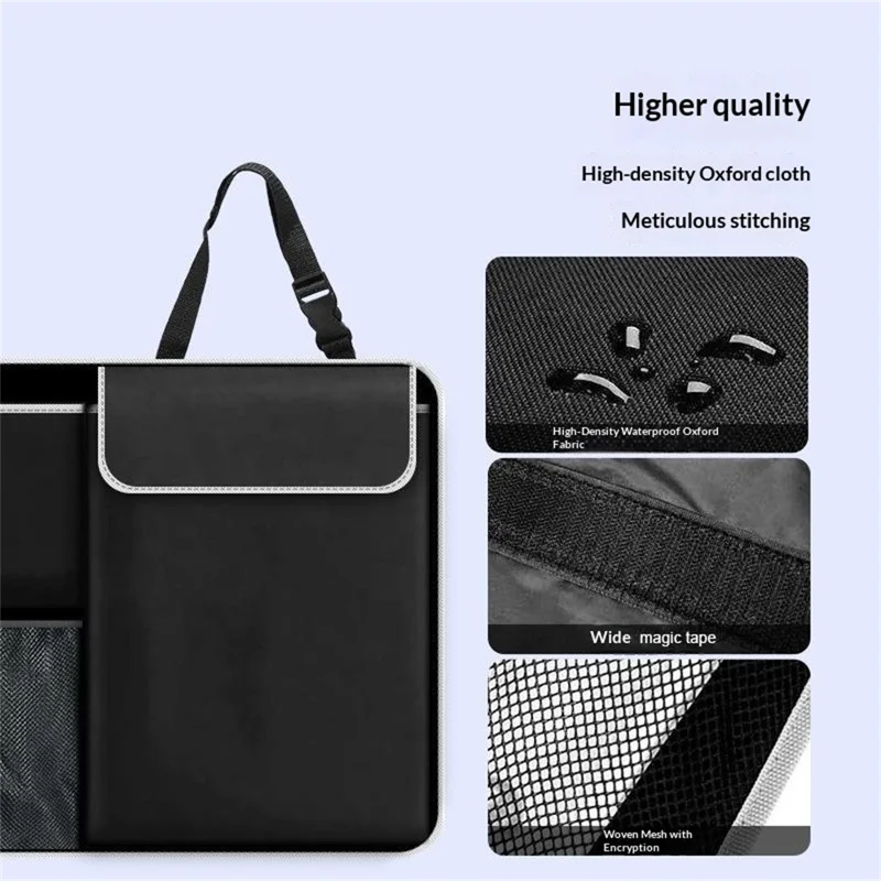 Car Seat Back Organizer Waterproof Oxford Fabric Multi-Pocket Storage Bag for SUV SPV Hatchback - Black