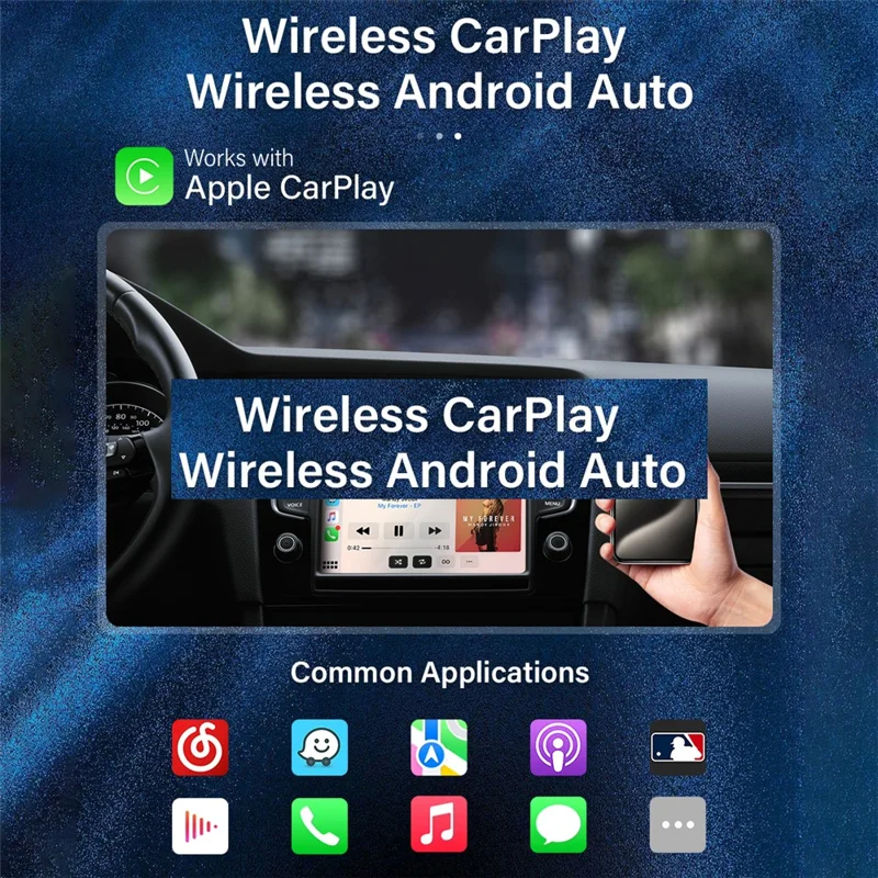 4158C 2 in 1 Wireless CarPlay Android Auto Adapter USB Bluetooth-kompatibel 5.0 WiFi 6 Dualband - Schwarz