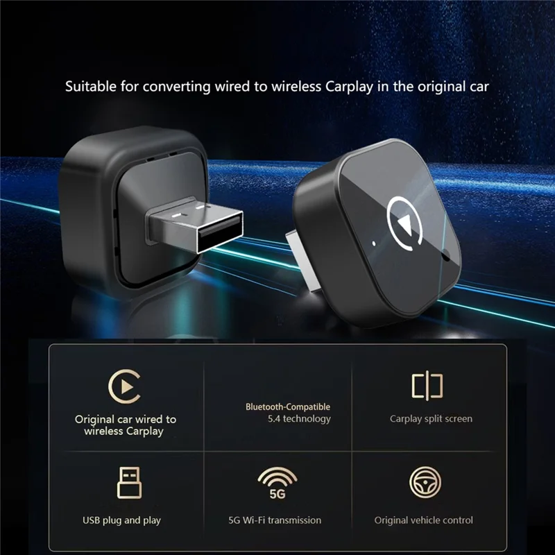 4158C 2 in 1 Wireless CarPlay Android Auto Adapter USB Bluetooth-kompatibel 5.0 WiFi 6 Dualband - Schwarz