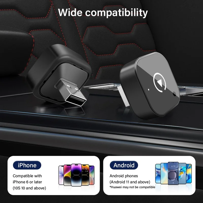 4158C 2 in 1 Wireless CarPlay Android Auto Adapter USB Bluetooth-kompatibel 5.0 WiFi 6 Dualband - Schwarz