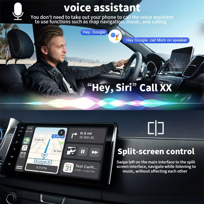 4158C 2 in 1 Wireless CarPlay Android Auto Adapter USB Bluetooth-kompatibel 5.0 WiFi 6 Dualband - Schwarz