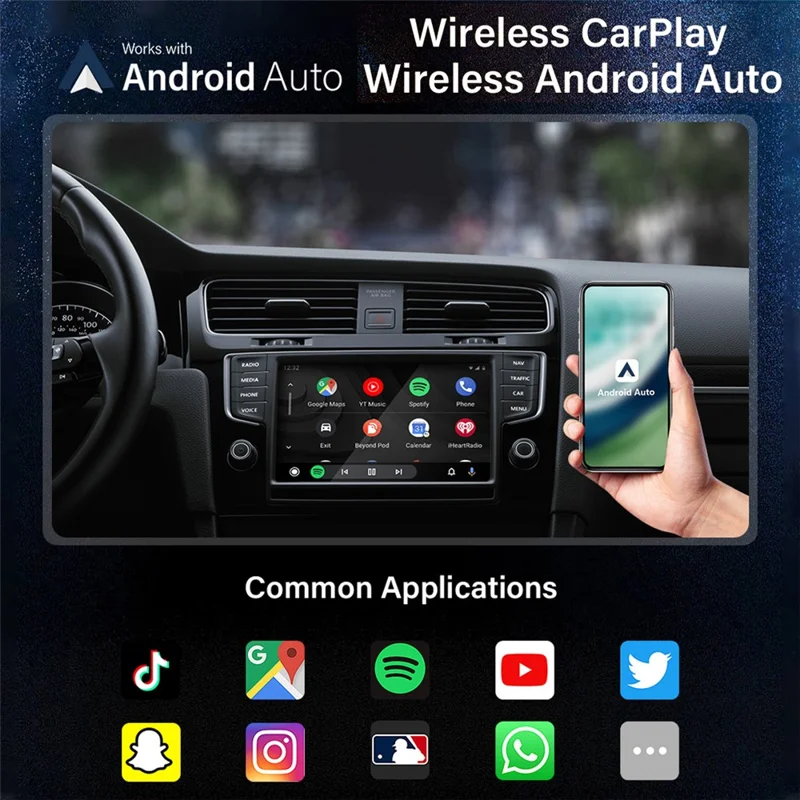 4158C 2 in 1 Wireless CarPlay Android Auto Adapter USB Bluetooth-kompatibel 5.0 WiFi 6 Dualband - Schwarz