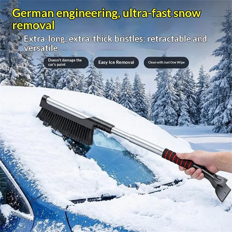 ST-3983A 2 in 1 Retractable Car Snow Brush and Ice Scraper PP + ABS for Winter Cleaning - Black