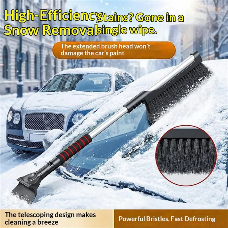 ST-3983A 2 in 1 Retractable Car Snow Brush and Ice Scraper PP + ABS for Winter Cleaning - Black