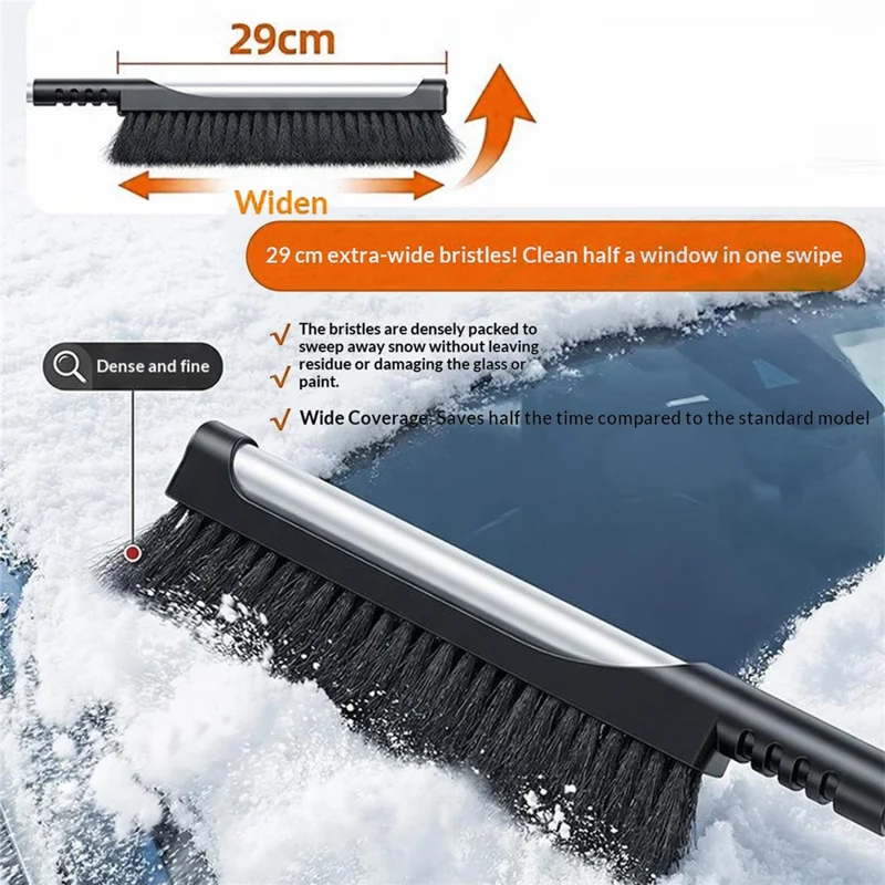 ST-3983A 2 in 1 Retractable Car Snow Brush and Ice Scraper PP + ABS for Winter Cleaning - Black