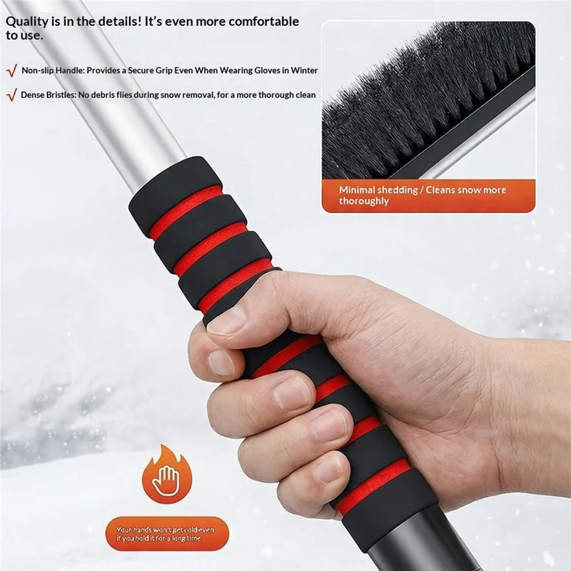 ST-3983A 2 in 1 Retractable Car Snow Brush and Ice Scraper PP + ABS for Winter Cleaning - Black