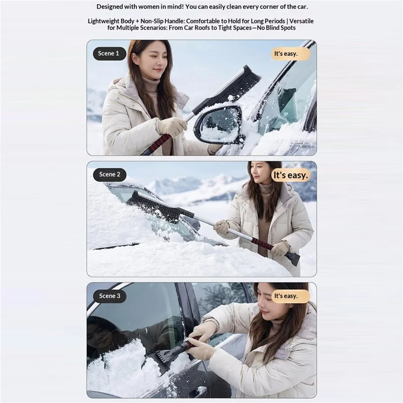 ST-3983A 2 in 1 Retractable Car Snow Brush and Ice Scraper PP + ABS for Winter Cleaning - Blue