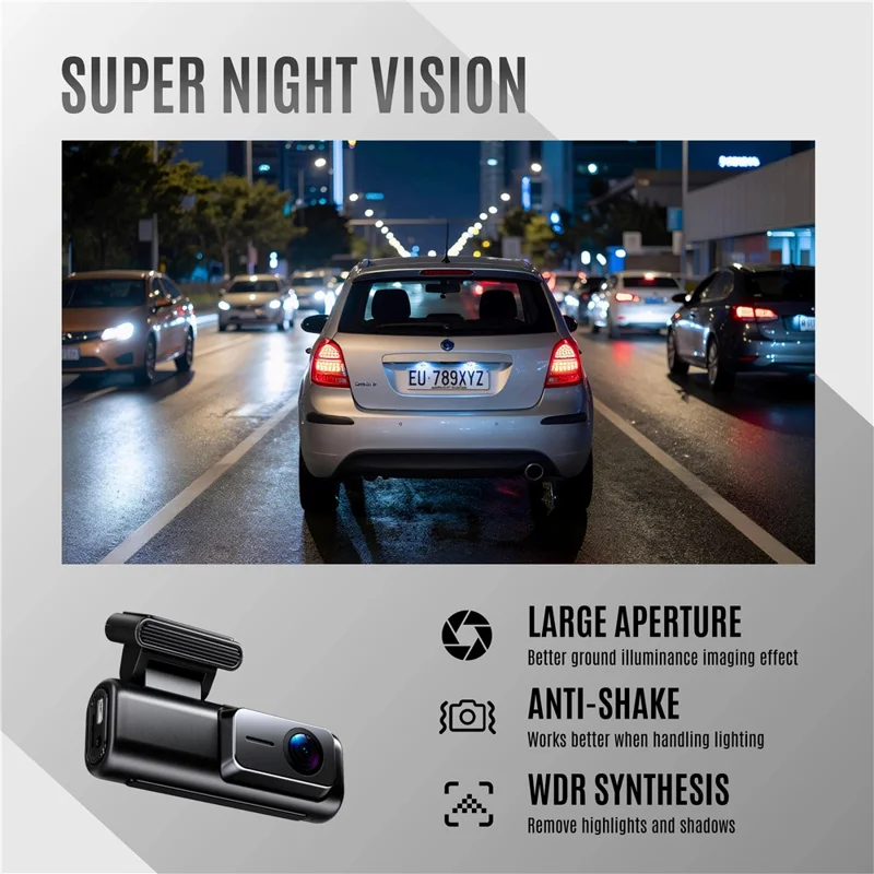 A227 Car DVR 4K + 1080P Dual Lens WiFi GPS Wide Angle Coverage Night Vision Dash Cam - Black