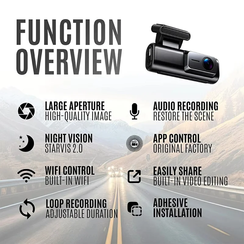 A227 Car DVR 4K + 1080P Dual Lens WiFi GPS Wide Angle Coverage Night Vision Dash Cam - Black