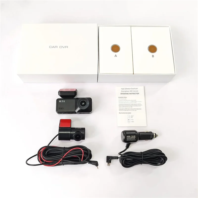 4K Front + 1K Rear Recording WiFi Car Dash Cam 170 Degree Wide Angle Night Vision Camera - Black