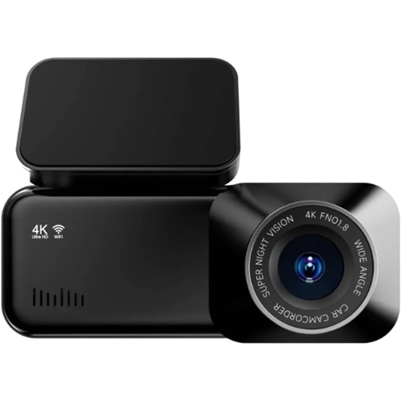 4K Front + 1K Rear Recording WiFi Car Dash Cam 170 Degree Wide Angle Night Vision Camera - Black