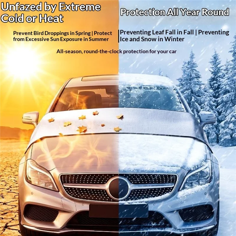 180 x 48cm Car Windshield Cover Aluminum Film + Polyester Taffeta Waterproof Leaf Guard - Front