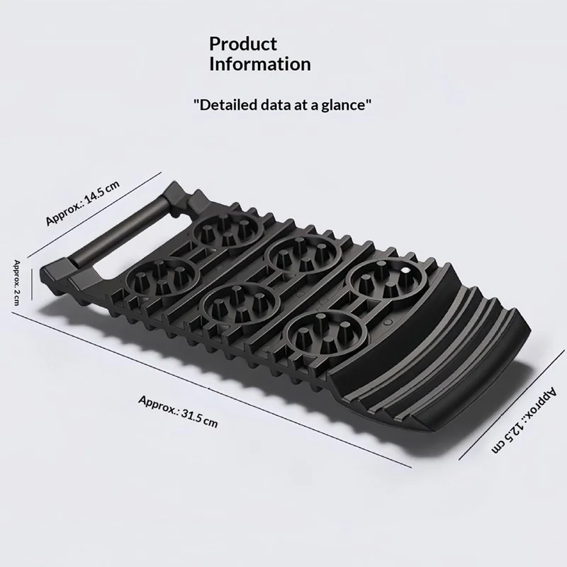 Car Emergency Skid Plate PE with Handle Traction Board for Snow Mud Sand Recovery - Black