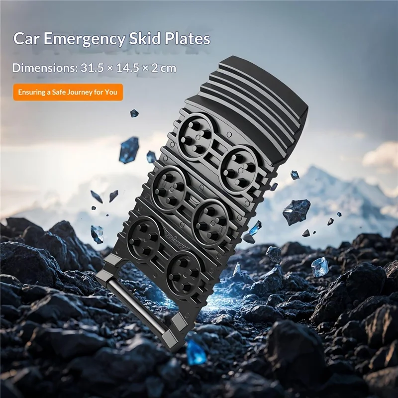Car Emergency Skid Plate PE with Handle Traction Board for Snow Mud Sand Recovery - Black