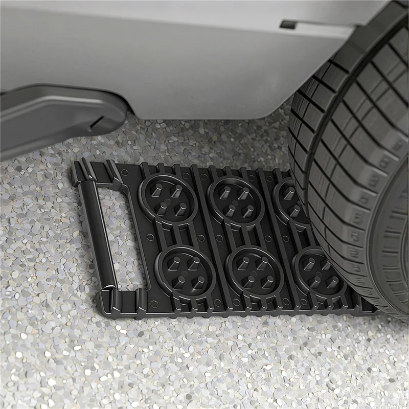 Car Emergency Skid Plate PE with Handle Traction Board for Snow Mud Sand Recovery - Black