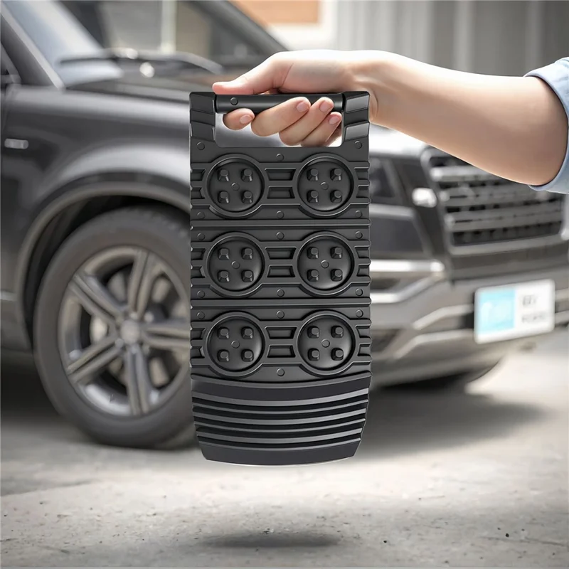 Car Emergency Skid Plate PE with Handle Traction Board for Snow Mud Sand Recovery - Black