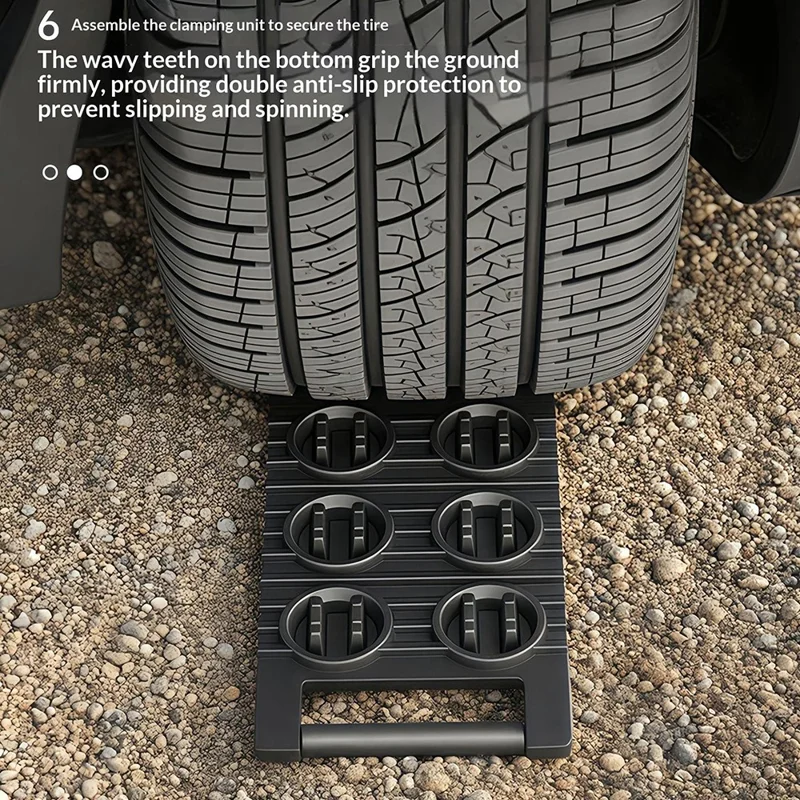 Car Emergency Skid Plate PE with Handle Traction Board for Snow Mud Sand Recovery - Black