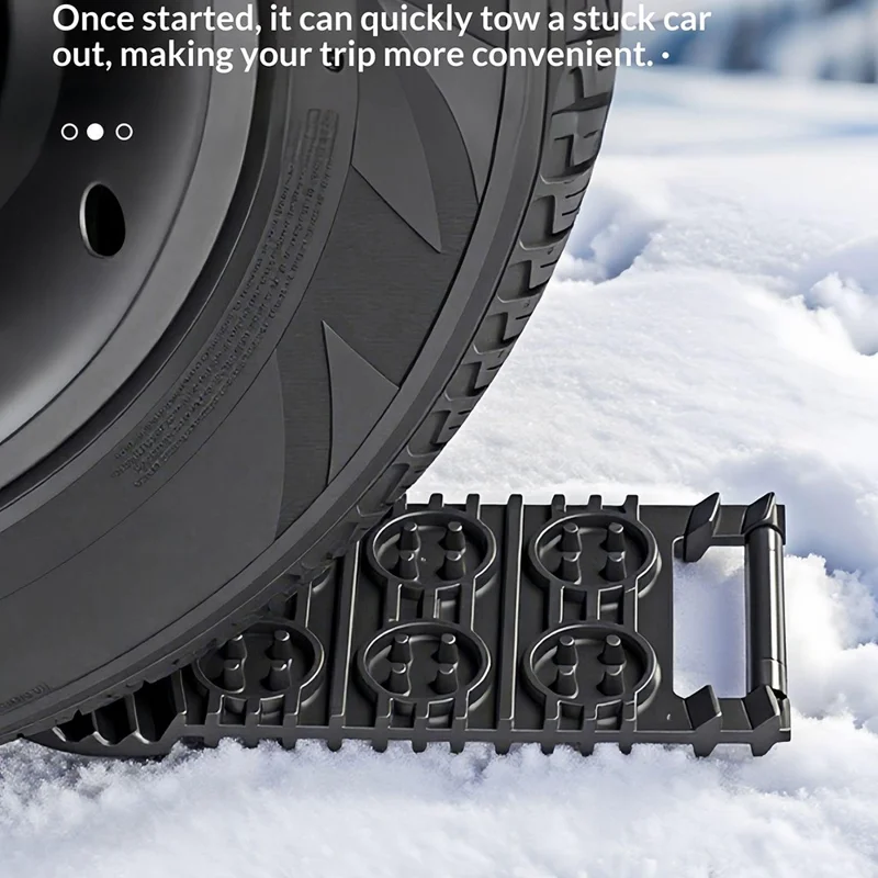 Car Emergency Skid Plate PE with Handle Traction Board for Snow Mud Sand Recovery - Black