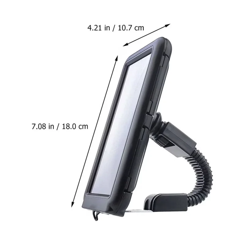 6.8 inch Waterproof Motorcycle Phone Holder PC Touch Screen Case 360 Degree Rotating Rearview Mirror Mount - Black