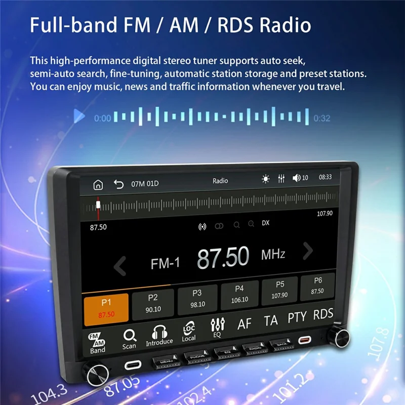 9001W 9 Inch In-Cell Touchscreen MP5 Car Stereo Wireless CarPlay Android Auto