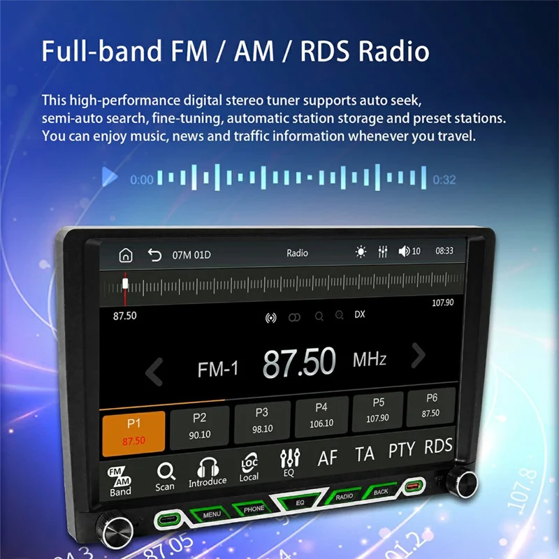 9008W Autoradio 9 pouces MP5 In-Cell avec CarPlay sans fil et Android Auto