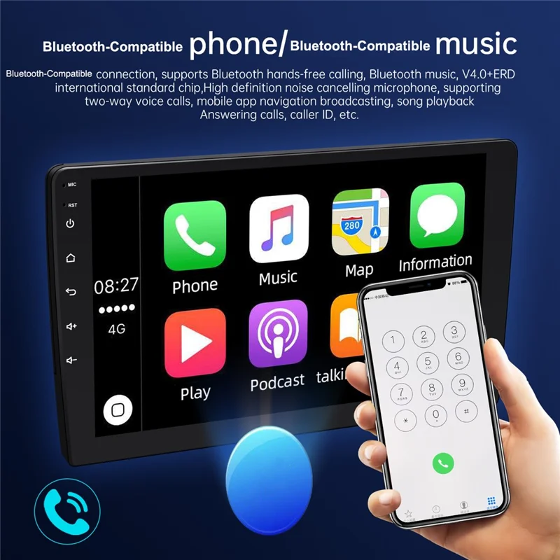 9009W 9-Inch In-Cell Screen Car Radio Multimedia Player with Wireless CarPlay Android Auto Bluetooth-compatible 5.2 MP5 Player