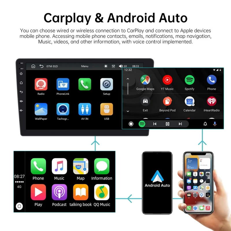 9009W 9-Inch In-Cell Screen Car Radio Multimedia Player with Wireless CarPlay Android Auto Bluetooth-compatible 5.2 MP5 Player