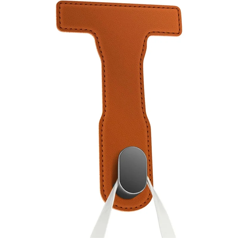 Car Glove Hook Foldable Storage Hanger PU Leather Nano Adhesive Strong Load Capacity Organizer for Vehicle Interior - Orange