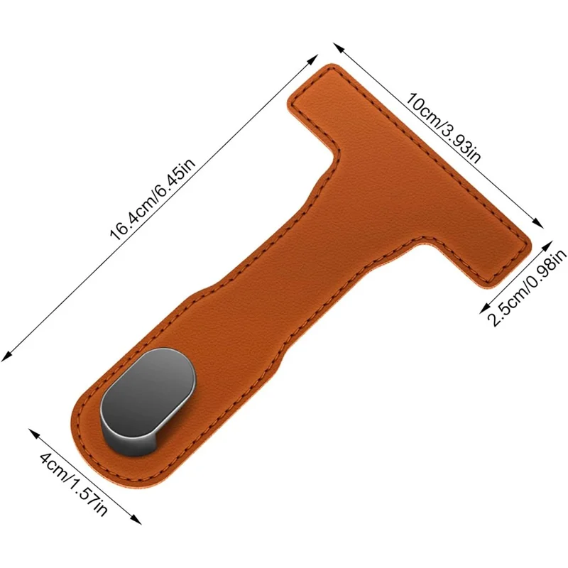 Car Glove Hook Foldable Storage Hanger PU Leather Nano Adhesive Strong Load Capacity Organizer for Vehicle Interior - Orange