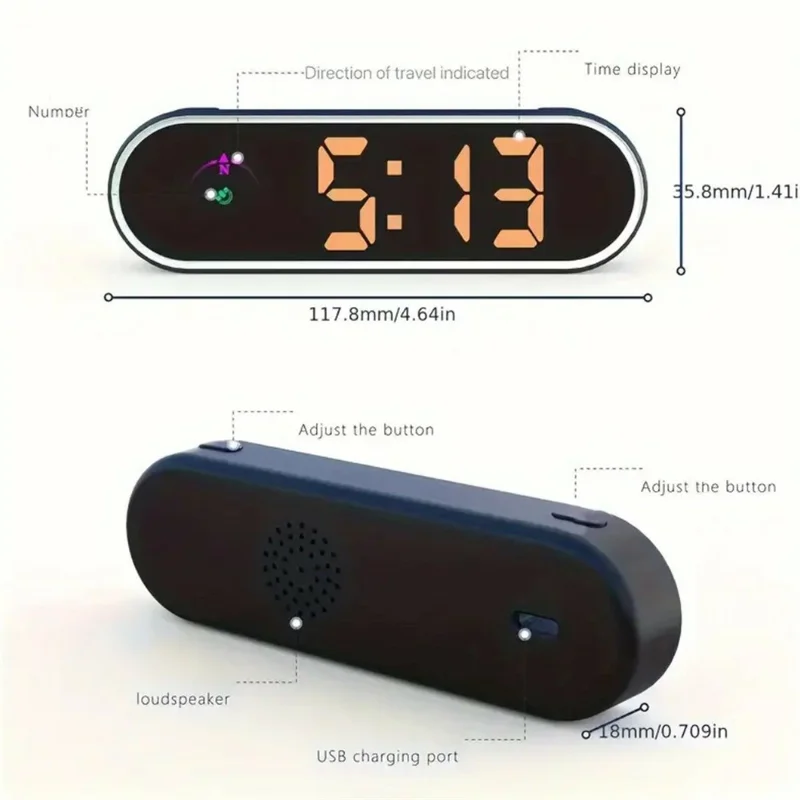 V11 Car HUD Display GPS KMH / MPH Speed LED Multi Color USB Powered for Car Dashboard - Black