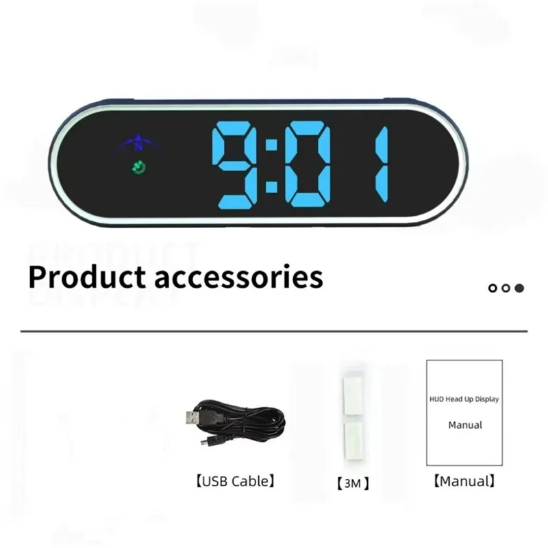 V11 Car HUD Display GPS KMH / MPH Speed LED Multi Color USB Powered for Car Dashboard - Black