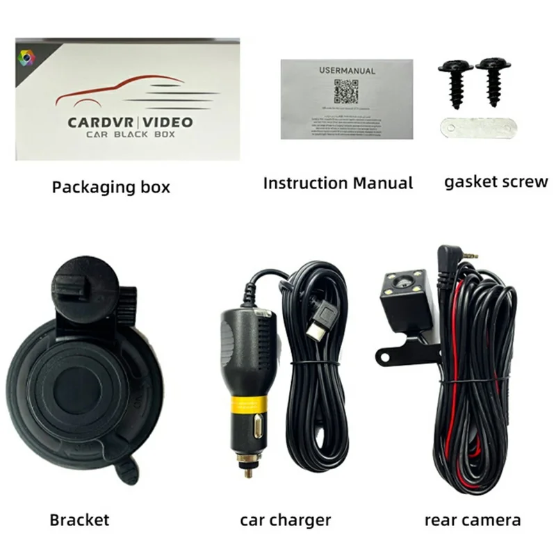 A36 4-Channel Dash Camera 1080P WiFi 170 Degree Wide Angle Night Vision Recording System for Car - Black
