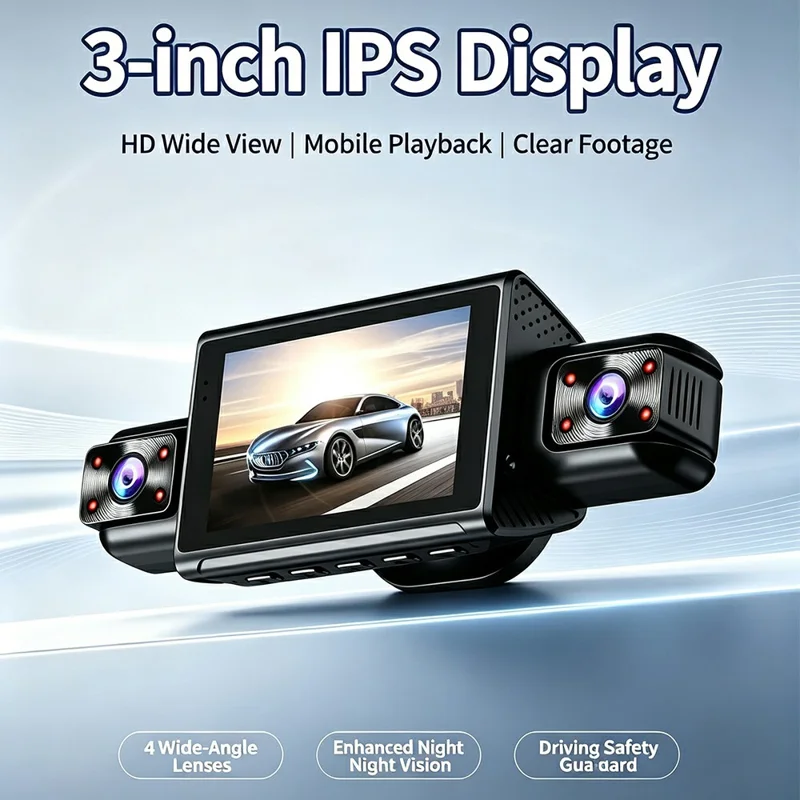 A36 4-Channel Dash Camera 1080P WiFi 170 Degree Wide Angle Night Vision Recording System for Car - Black