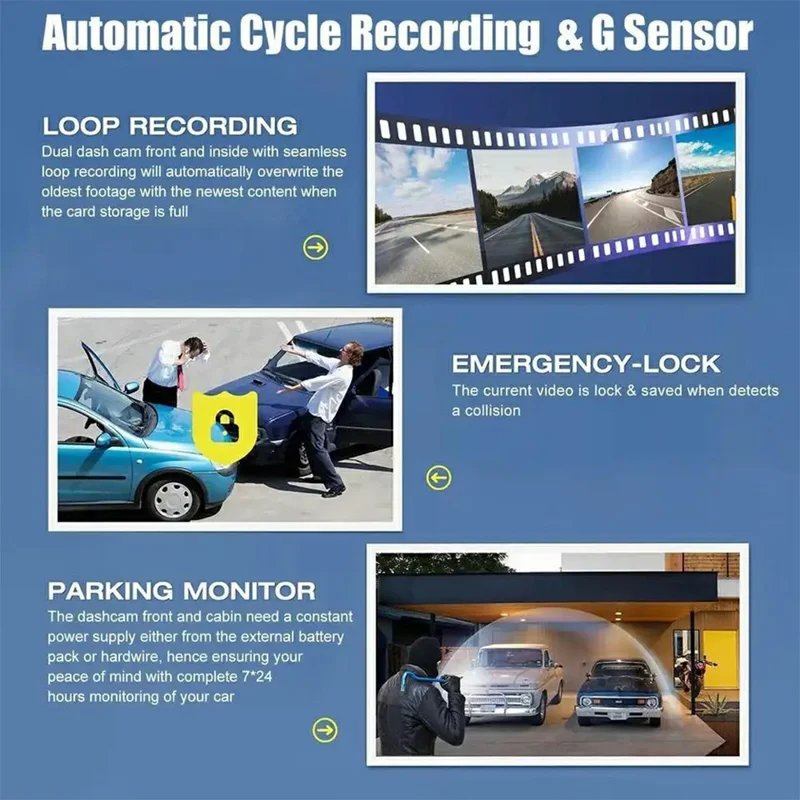 A36 4-Channel Dash Camera 1080P WiFi 170 Degree Wide Angle Night Vision Recording System for Car - Black