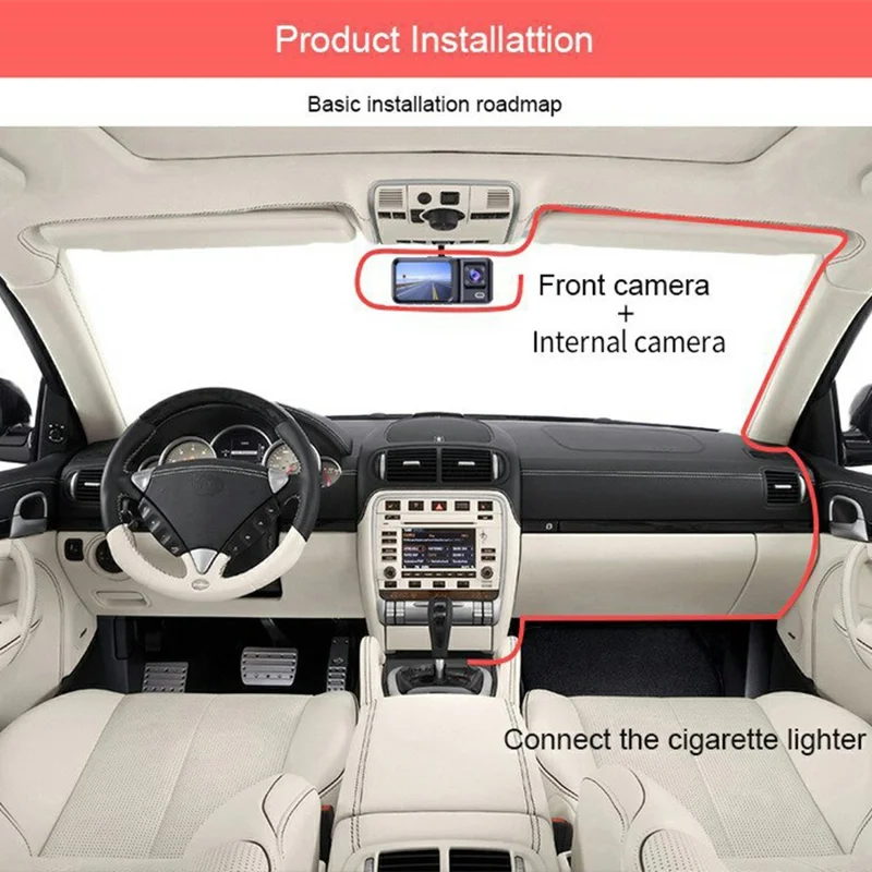 A98 WiFi 3-Channel Dash Cam Front Rear Interior 1080P IR Night Vision 2.0 Inch Screen Loop Recording Car DVR