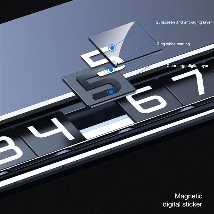 H6S Magnetic Temporary Parking Number Plate Hidden Car High Temperature Resistant Parking Sign, Double Number - Silver