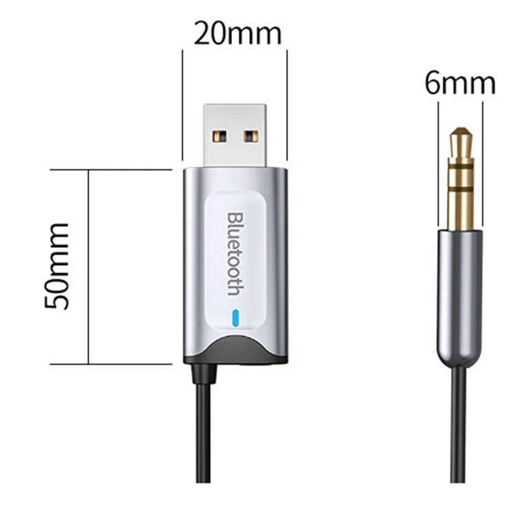 Adaptador Aux Bluetooth Dongle USB a Jack de 3,5 mm Kit Manos Libres Bluetooth 5.3 para Coche 